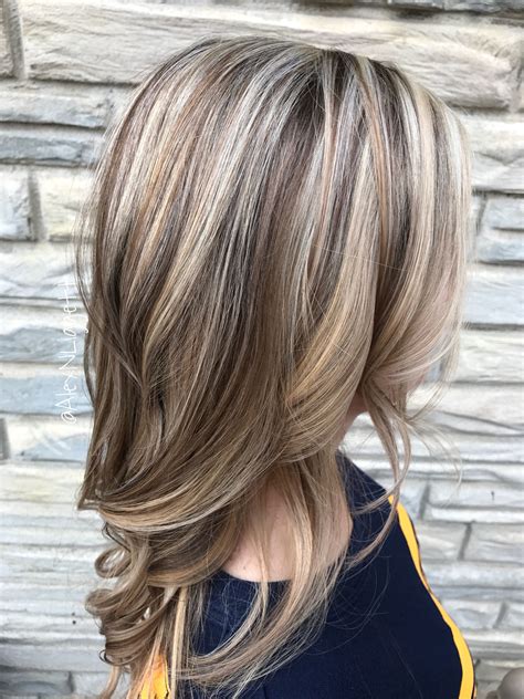 brunette with blonde highlights and lowlights